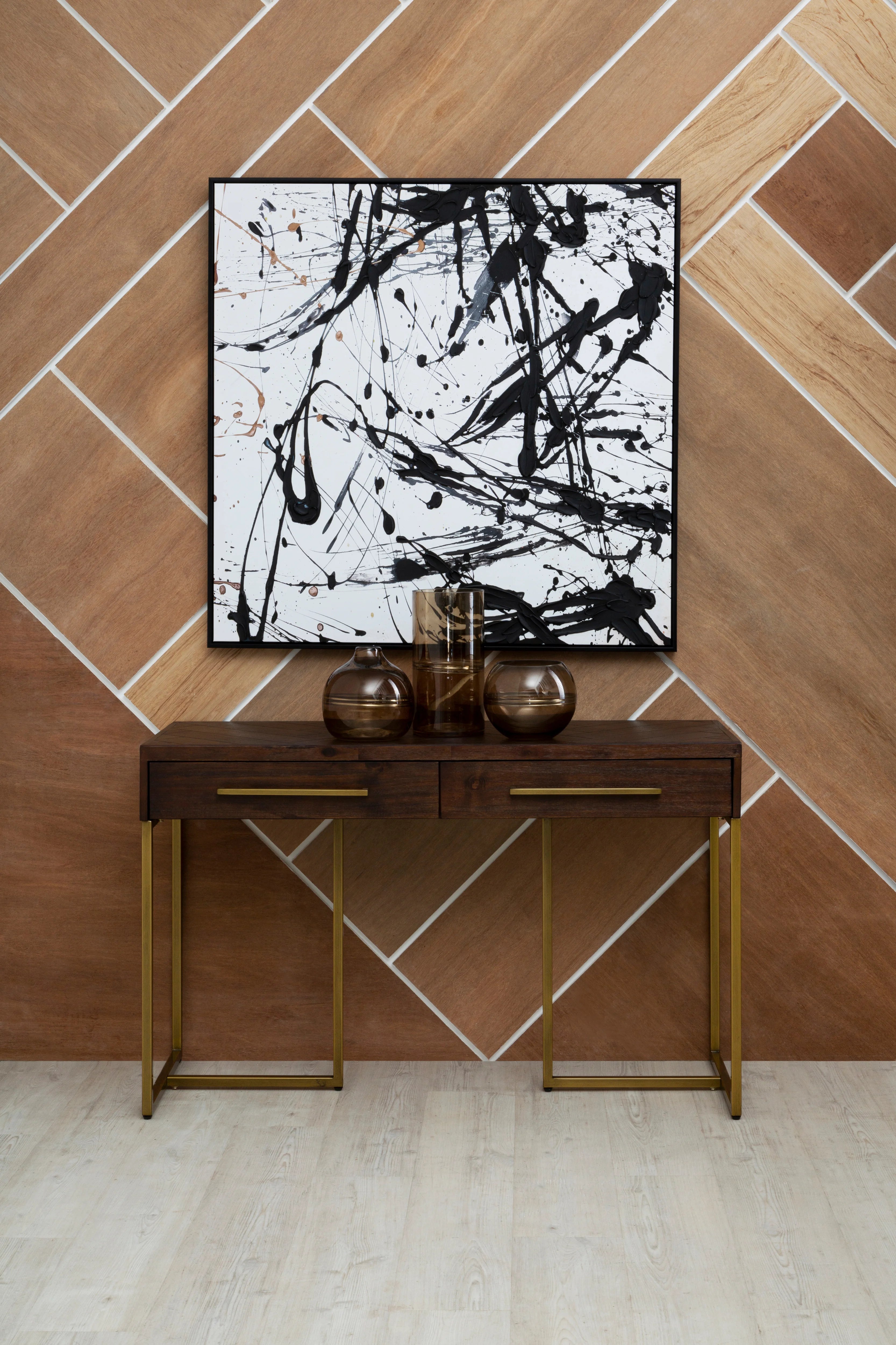 Noah Monochrome Black & White Paint Splash Framed Wall Art